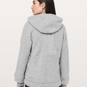 Lululemon So Sherpa Zip Hoodie in Heathered Silver Spoon Size 6 Wool Blend